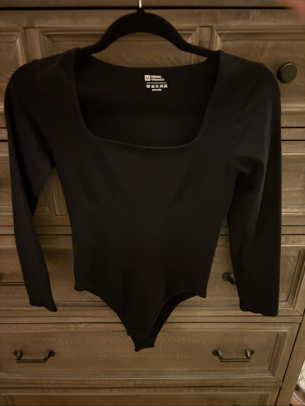 Classic Black Scoop-Neck Long Sleeve Bodysuit